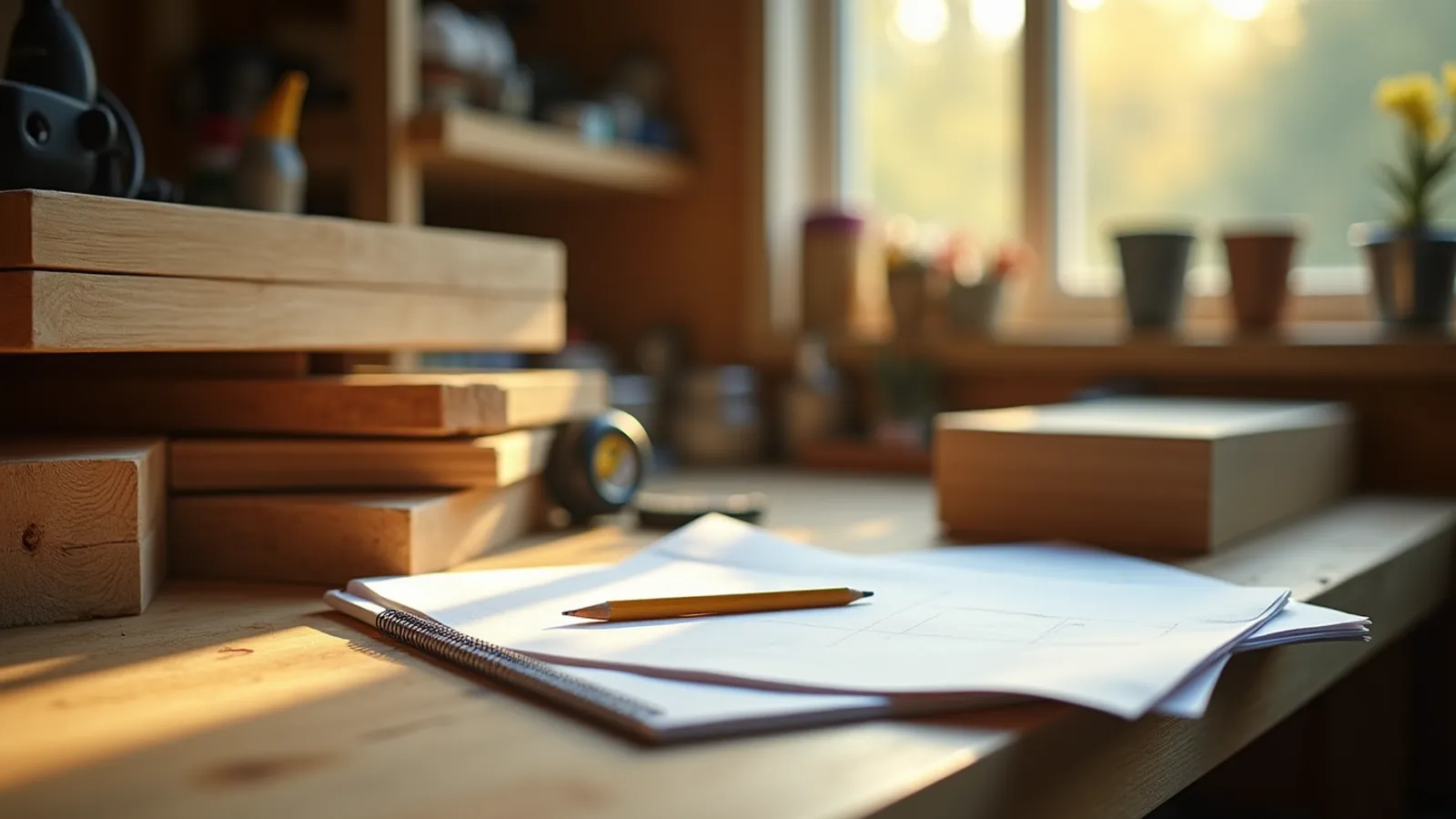 Ted's Woodworking review scene with pine boards and hand tools on a workshop bench